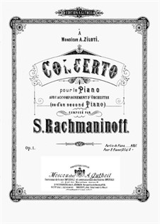 Klavierkonzert Nr.1 in fis-Moll, Op.1: Version für zwei Klaviere, vierhändig by Sergei Rachmaninoff