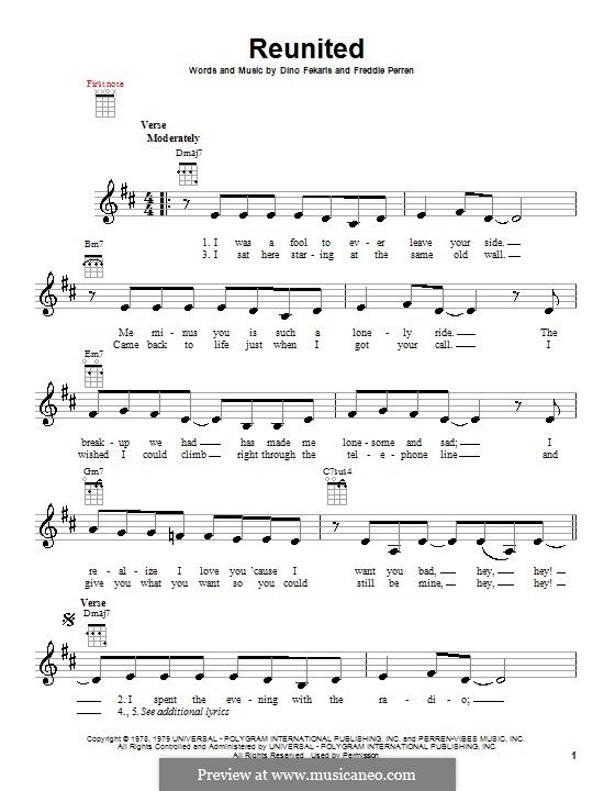 Reunited (Peaches and Herb): Für Ukulele by Dino Fekaris, Freddie Perren