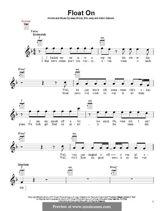 Float on (Modest Mouse): Für Ukulele by Dann Gallucci, Eric Judy, Isaac Brock