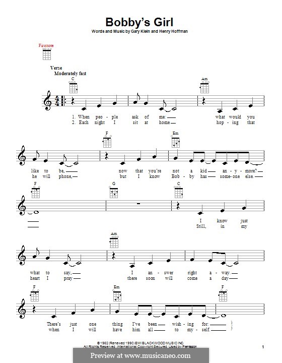 Bobby's Girl (Marcie Blane): Für Ukulele by Gary Klein, Henry Hoffman