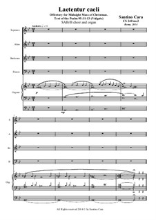Laetentur Caeli - Cristmas - SABrB choir and organ, CS240 No.2: Laetentur Caeli - Cristmas - SABrB choir and organ by Santino Cara