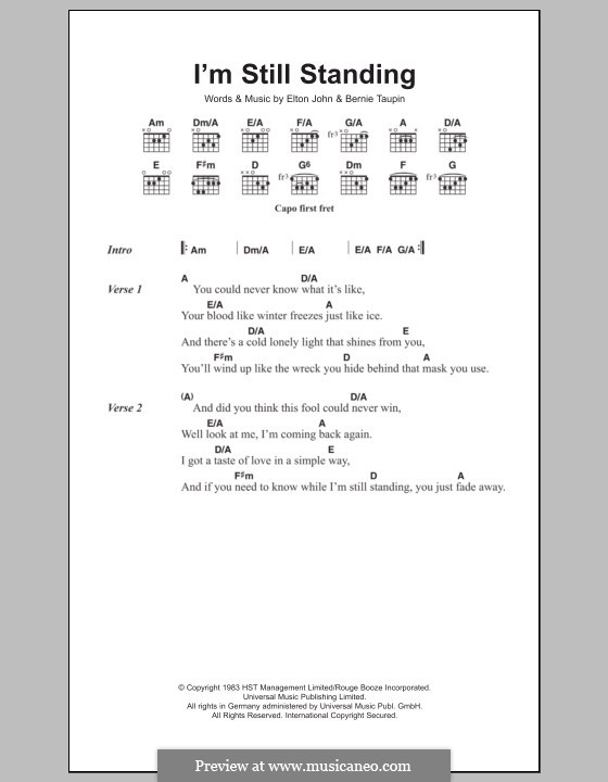 I'm Still Standing: Texte und Akkorde by Elton John