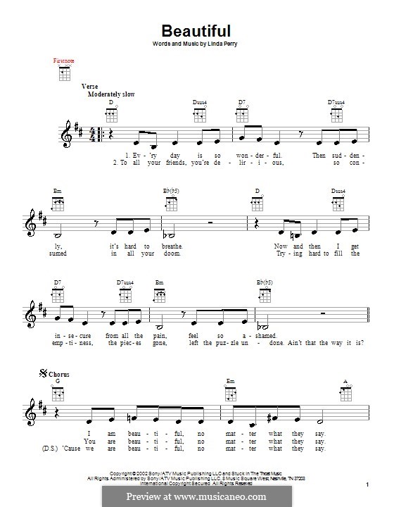 Beautifull (Christina Aguilera & Beverly McClellan): Für Ukulele by Linda Perry