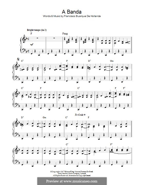 A Banda (Herb Alpert & The Tijuana Brass Band): Für Klavier by Chico Buarque
