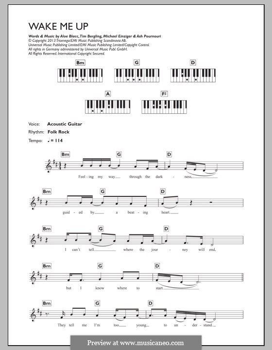 Wake Me Up: Für Keyboard by Aloe Blacc, Michael Einziger, Avicii, Arash Andreas Pournouri