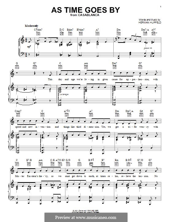 As Time Goes By: Für Stimme und Klavier (oder Gitarre) by Herman Hupfeld