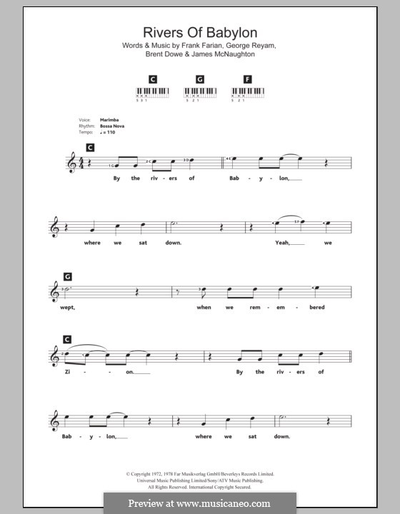 Rivers of Babylon: Für Keyboard by Brent Dowe, Frank Farian, George Reyam, James A. McNaughton
