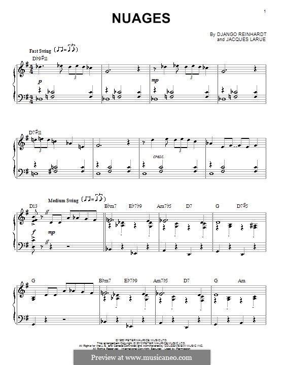Nuages: Für Klavier by Jacques Larue