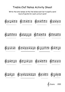 Treble Clef Notes Activity Sheet 1: Treble Clef Notes Activity Sheet 1 by Yvonne Johnson