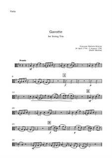 Gavotte: For string trio – viola part by Giovanni Battista Martini
