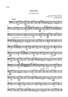 Gavotte: For string trio - cello part by Giovanni Battista Martini