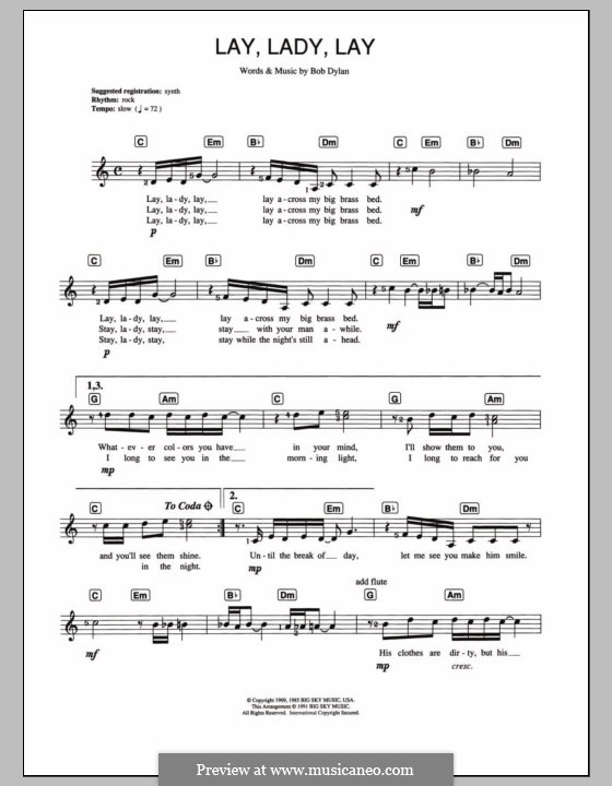 Lay Lady Lay: Für Keyboard by Bob Dylan