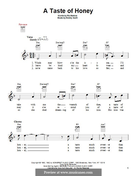 A Taste of Honey (Barbra Streisand): Für Ukulele by Bobby Scott