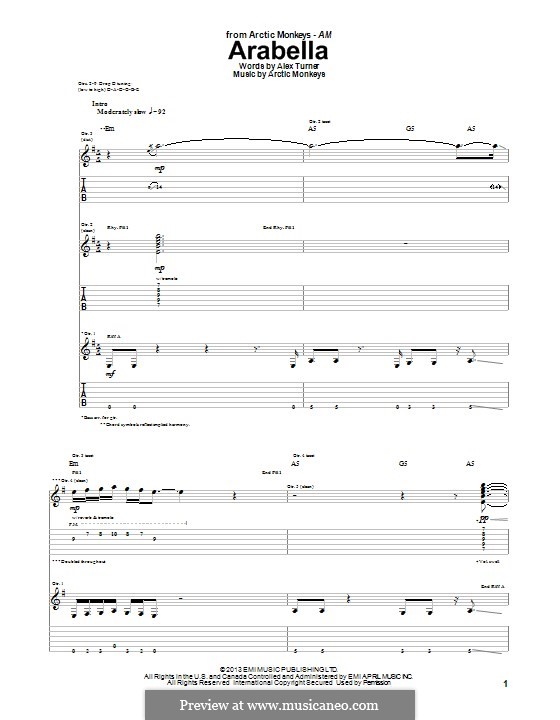 Arabella (Arctic Monkeys): Für Gitarre mit Tab by Alex Turner, Matt Helders, Jamie Cook, Nick O'Malley