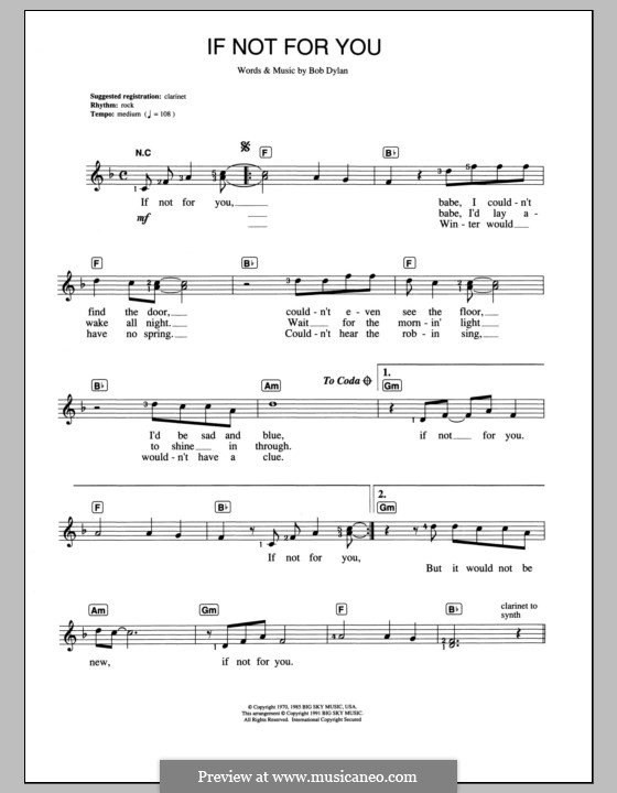 If Not for You: Für Keyboard by Bob Dylan