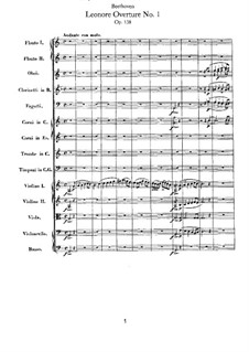 Leonore. Ouvertüre No.1, Op.138: Partitur by Ludwig van Beethoven