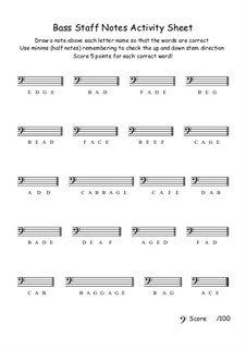 Bass Staff Drawing Notes Activity Sheet 8: Bass Staff Drawing Notes Activity Sheet 8 by Yvonne Johnson