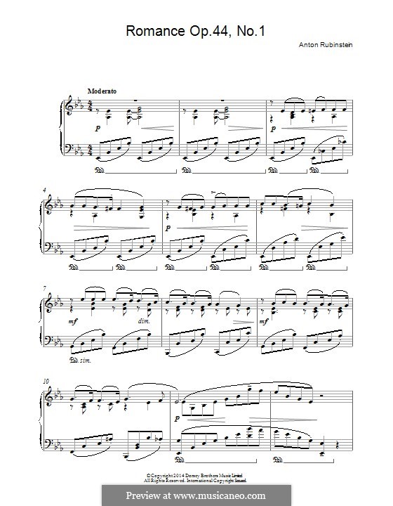 Six soirées á Saint-Petersburg, Op.44: Nr.1 Romanze by Anton Rubinstein