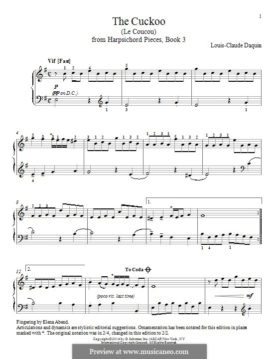 Kuckuck: Für Klavier by Louis Claude Daquin