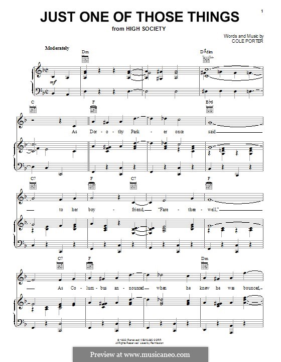 Just One of Those Things: Für Stimme und Klavier (oder Gitarre) by Cole Porter