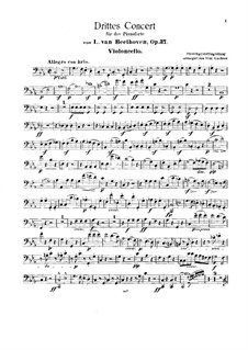 Konzert für Klavier und Orchester Nr.3, Op.37: Version für zwei Klaviere und Streichquintett – Cellostimme by Ludwig van Beethoven