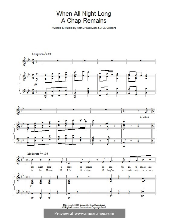 Iolanthe: When All Night Long A Chap Remains by Arthur Sullivan