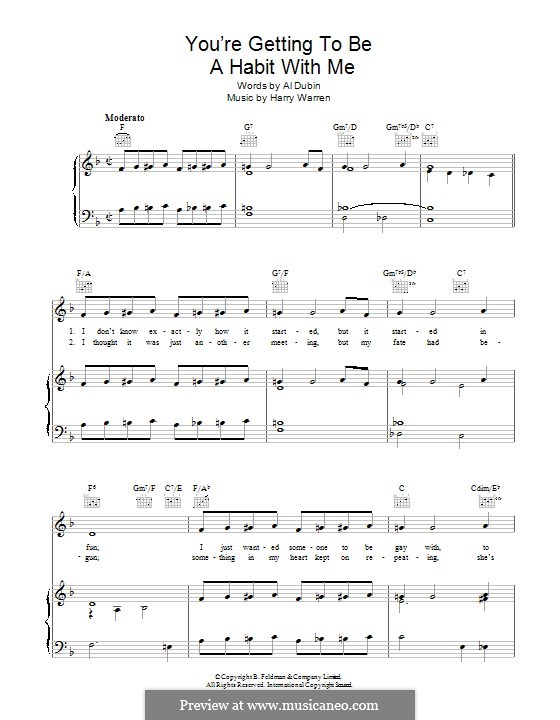 You're Getting To Be a Habit with Me: Für Stimme und Klavier (oder Gitarre) by Harry Warren