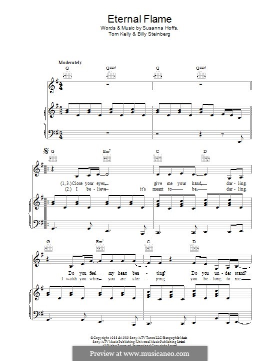 Eternal Flame: For voice and piano or guitar (The Bangles) by Billy Steinberg, Susanna Hoffs, Tom Kelly