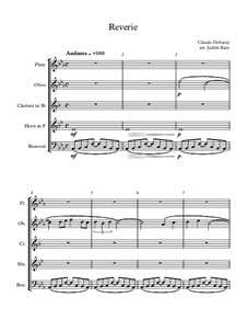 Rêverie, L.68: For wind quintet – score by Claude Debussy
