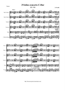 Concerto for Two Violins and String Orchestra in C Major, RV 508: Score, parts by Antonio Vivaldi