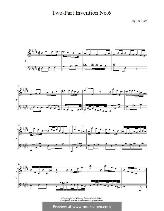 Nr.6 in E-dur, BWV 777: Für Klavier by Johann Sebastian Bach