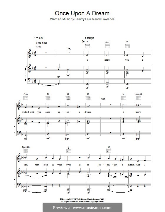 Once Upon A Dream (from Sleeping Beauty): Für Stimme und Klavier (oder Gitarre) by Jack Lawrence, Sammy Fain