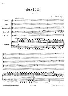Sextett für Klavier und Blasinstrumente, Op.6: Vollpartitur by Ludwig Thuille