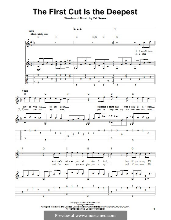 The First Cut Is the Deepest: Für Gitarre mit Tab by Cat Stevens
