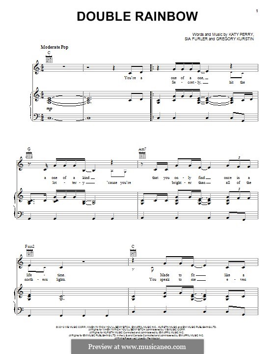Double Rainbow: Für Stimme und Klavier (oder Gitarre) by Greg Kurstin, Katy Perry, Sia Furler