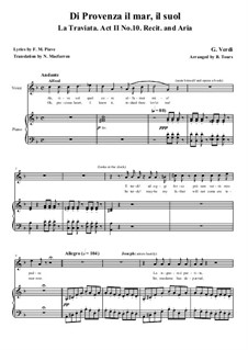 Di provenza il mar: Für Stimmen und Klavier by Giuseppe Verdi