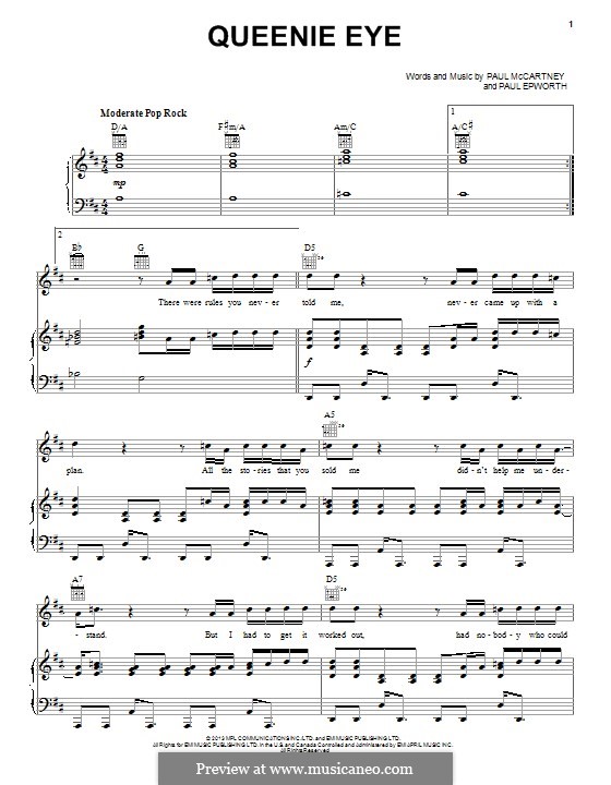 Queenie Eye: Für Stimme und Klavier (oder Gitarre) by Paul Epworth, Paul McCartney