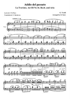 Addio del passato: Für Solisten, Chor und Klavier by Giuseppe Verdi