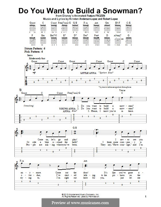 Do You Want to Build a Snowman? (from Frozen): Für Gitarre mit Tab by Robert Lopez, Kristen Anderson-Lopez