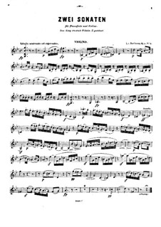 Sonate für Cello und Klavier Nr.2 in g-Moll, Op.5: Bearbeitung für Violine und Klavier – Violinstimme by Ludwig van Beethoven