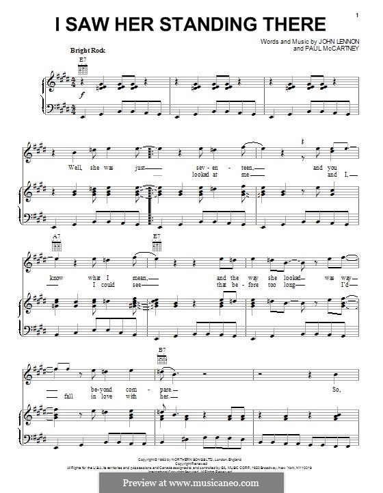 I Saw Her Standing There (The Beatles): Für Stimme und Klavier (oder Gitarre) by John Lennon, Paul McCartney