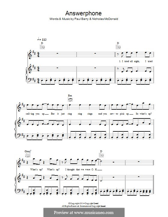 Answerphone: Für Stimme und Klavier (oder Gitarre) by Paul Barry