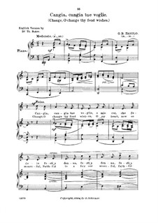Cangia tue voglie, o mio cor: High voice in C Major by Giovanni Fasolo