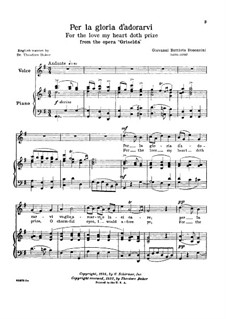 Griselda: Per la gloria d'adorarvi (high voice in G Major) by Giovanni Battista Bononcini