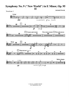 Teil II (Largo): Trombone tenor clef 1 (transposed part) by Antonín Dvořák