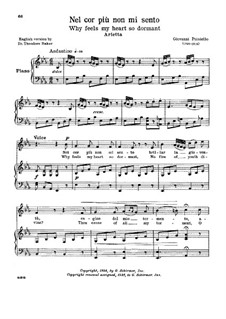 La bella molinara. Nel cor più non mi sento, R 1.76: Low voice in E Flat Major by Giovanni Paisiello
