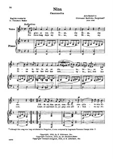 Tre giorni son che Nina: Low voice in D Minor by Giovanni Battista Pergolesi