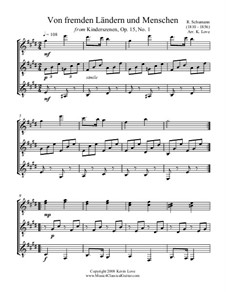 Nr.1 Von fremden Ländern und Menschen: For guitar trio - score and parts by Robert Schumann