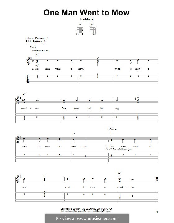 One Man Went to Mow: Für Gitarre mit Tab by folklore