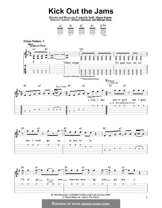 Kick Out the Jams: Für Gitarre mit Tab by Dennis Thompson, Frederick Smith, Michael Davis, Rob Tyner, Wayne Kramer
